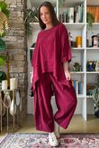 Lock Needlecord Panel Dip Side Top Burgundy